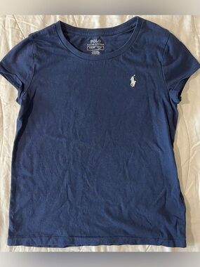 Polo by Ralph Lauren Navy Short Sleeve Girls Tee with White Pony Logo